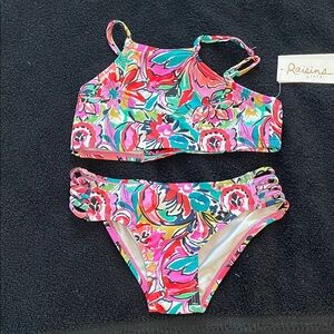 Raisins Vibrant Floral Kids Bikini nwt